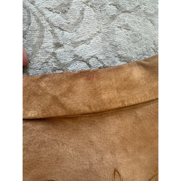 Vintage Suede Jacket Tan Brown Floral Cutout Western Boho Blazer Women’s L - Picture 7 of 10